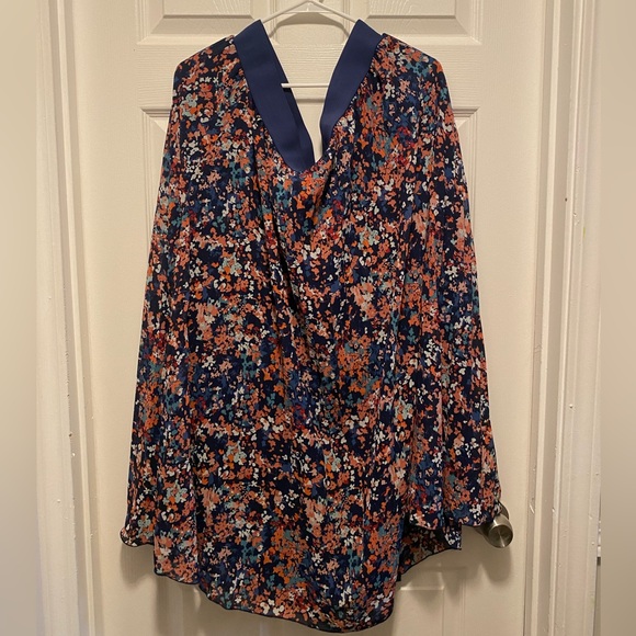 Ophelia Rose Navy Floral Chiffon Midi Skirt, lined - Picture 1 of 5